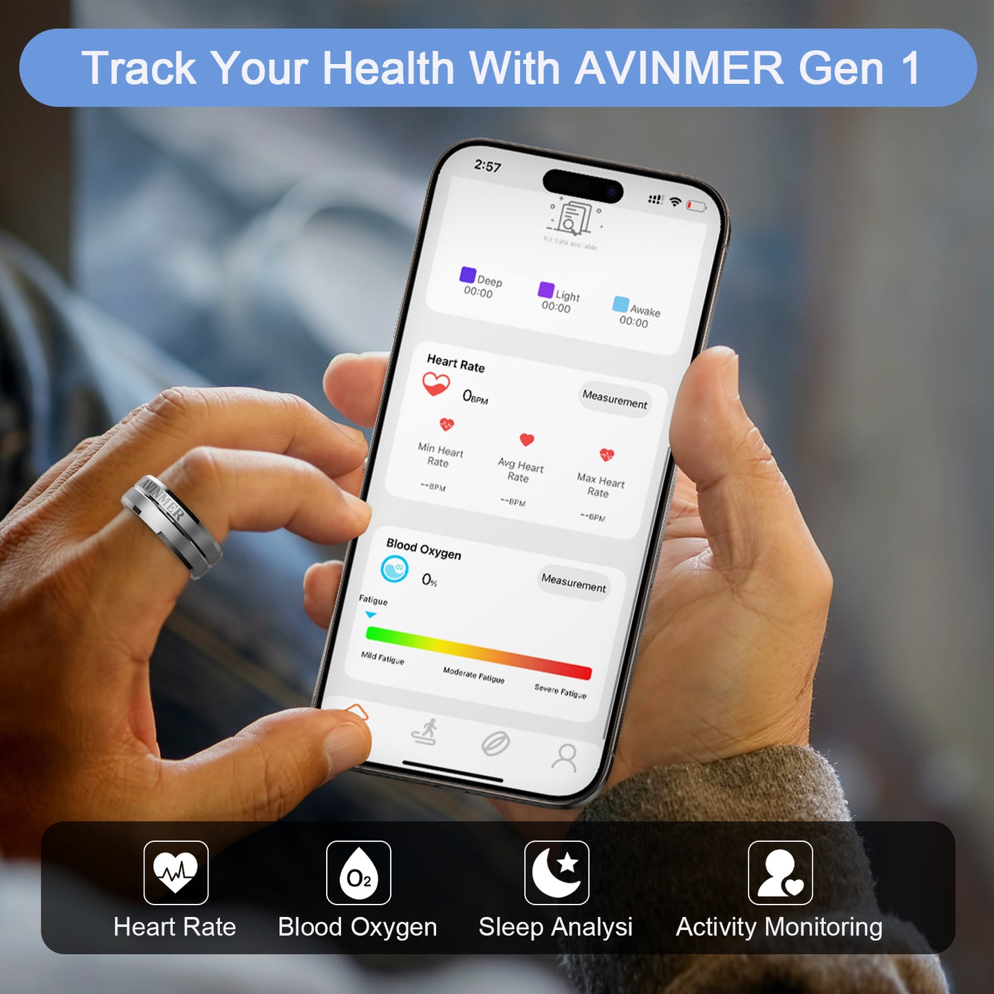 AVINMER ARing 1 Ultra Thin Waterproof Scrolling Smart Ring Remote for TikTok YouTube Instagram Shorts Video,Camera and E-Book with Calories/Heart Rate/Blood Oxygen/Sleep Health Monitoring (AR01)