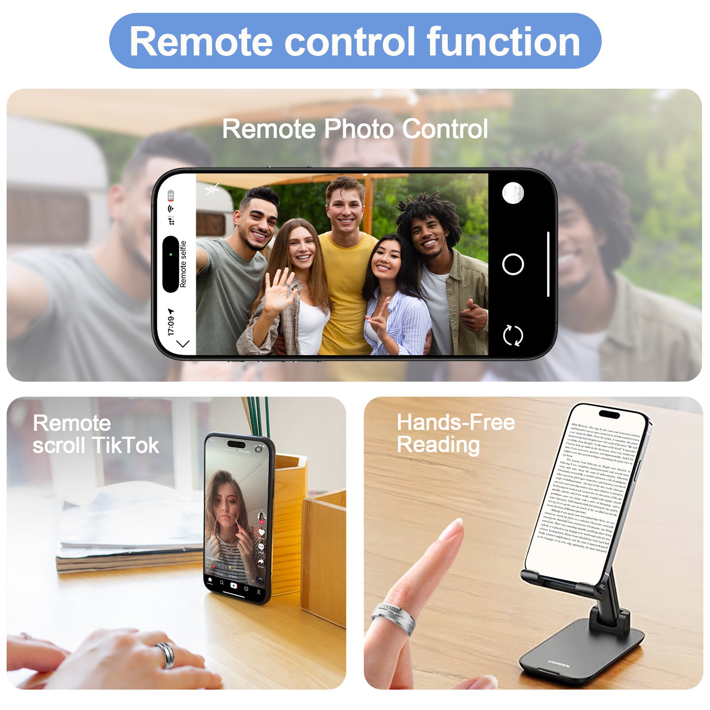 AVINMER ARing 1 Ultra Thin Waterproof Scrolling Smart Ring Remote for TikTok YouTube Instagram Shorts Video,Camera and E-Book with Calories/Heart Rate/Blood Oxygen/Sleep Health Monitoring (AR01)