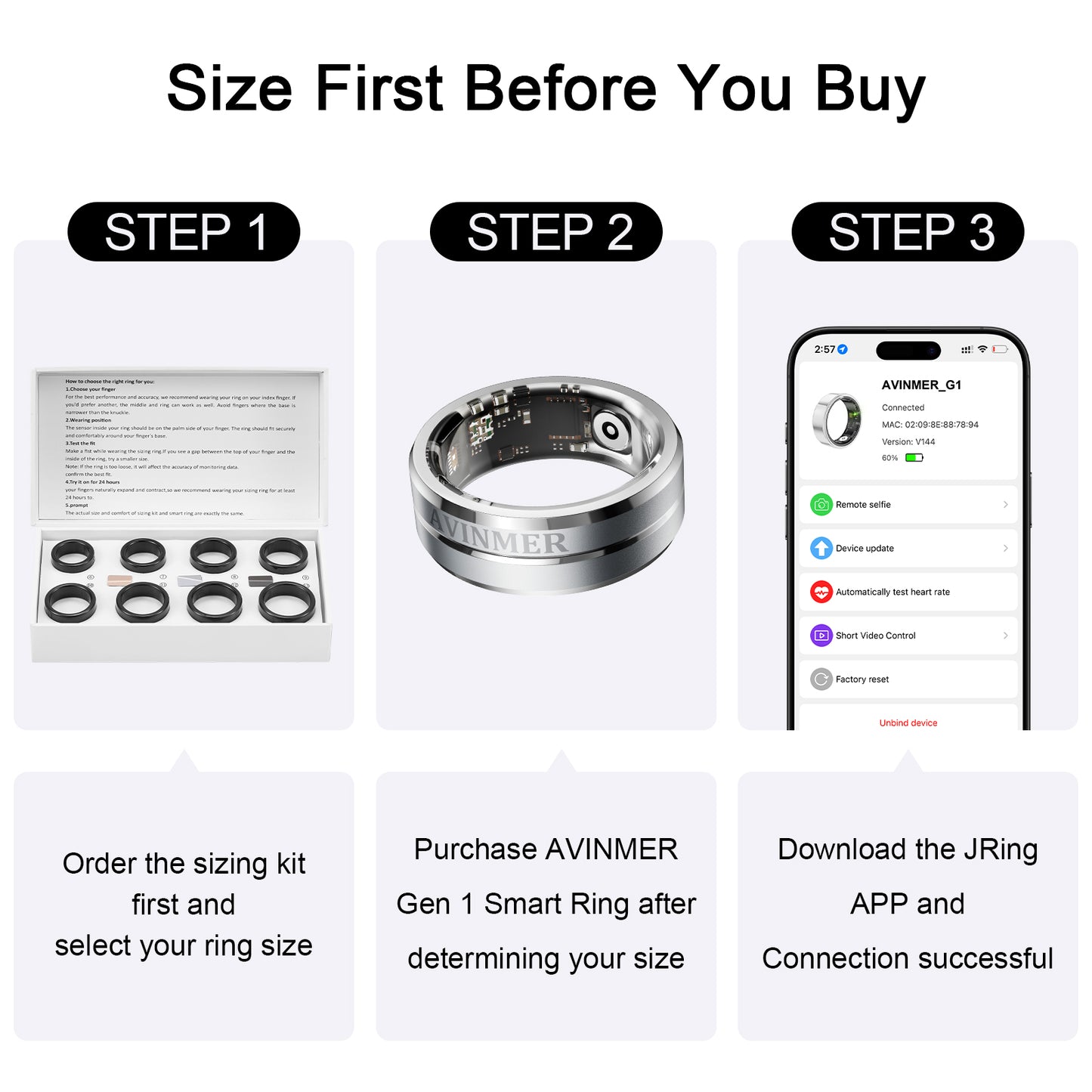 AVINMER ARing 1 Ultra Thin Waterproof Scrolling Smart Ring Remote for TikTok YouTube Instagram Shorts Video,Camera and E-Book with Calories/Heart Rate/Blood Oxygen/Sleep Health Monitoring (AR01)